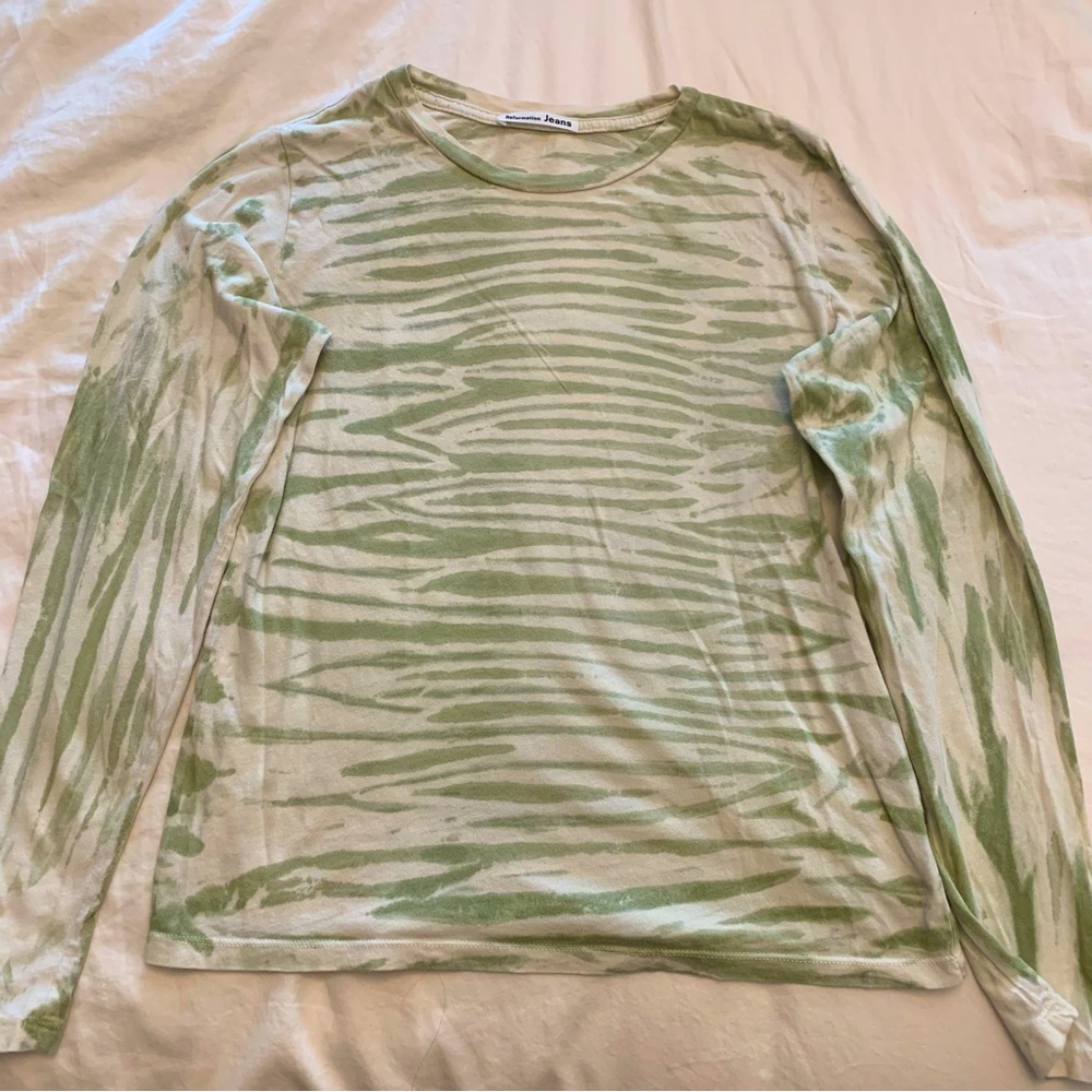 Reformation Tie Dye Green Long Sleeve Tee - Size S